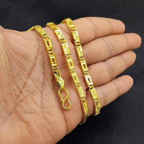 Jewels Kafe 1 gram Stylish Biscuit Men's Chain “20” Inches Gold-plated Chain Jewels Kafe