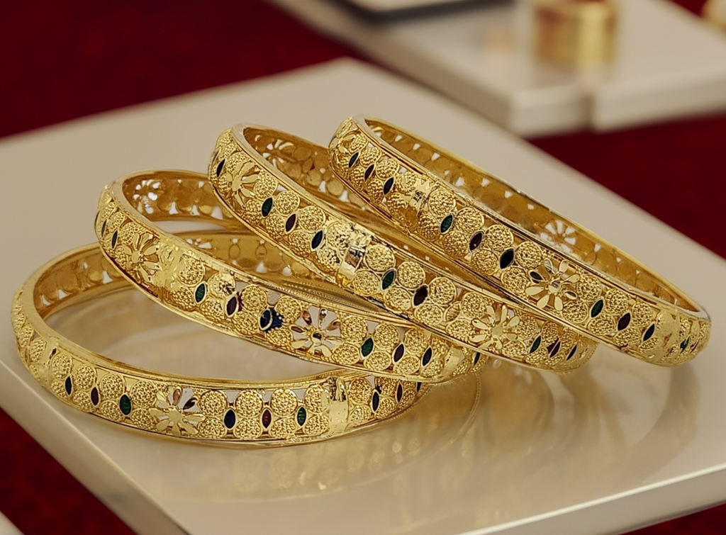Jewels Kafe Gold Plated Bangle Set (Pack of 4)