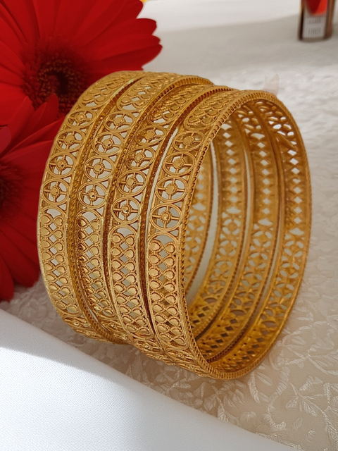 Jewels Kafe Gold Plated Bangle Set of 4 Jewels Kafe