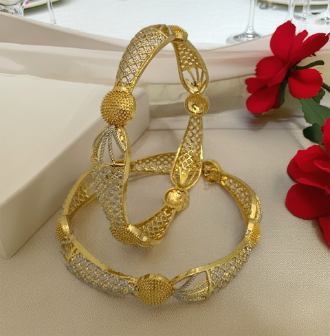 Jewels Kafe Gold Plated Bangle Set of 2 Jewels Kafe