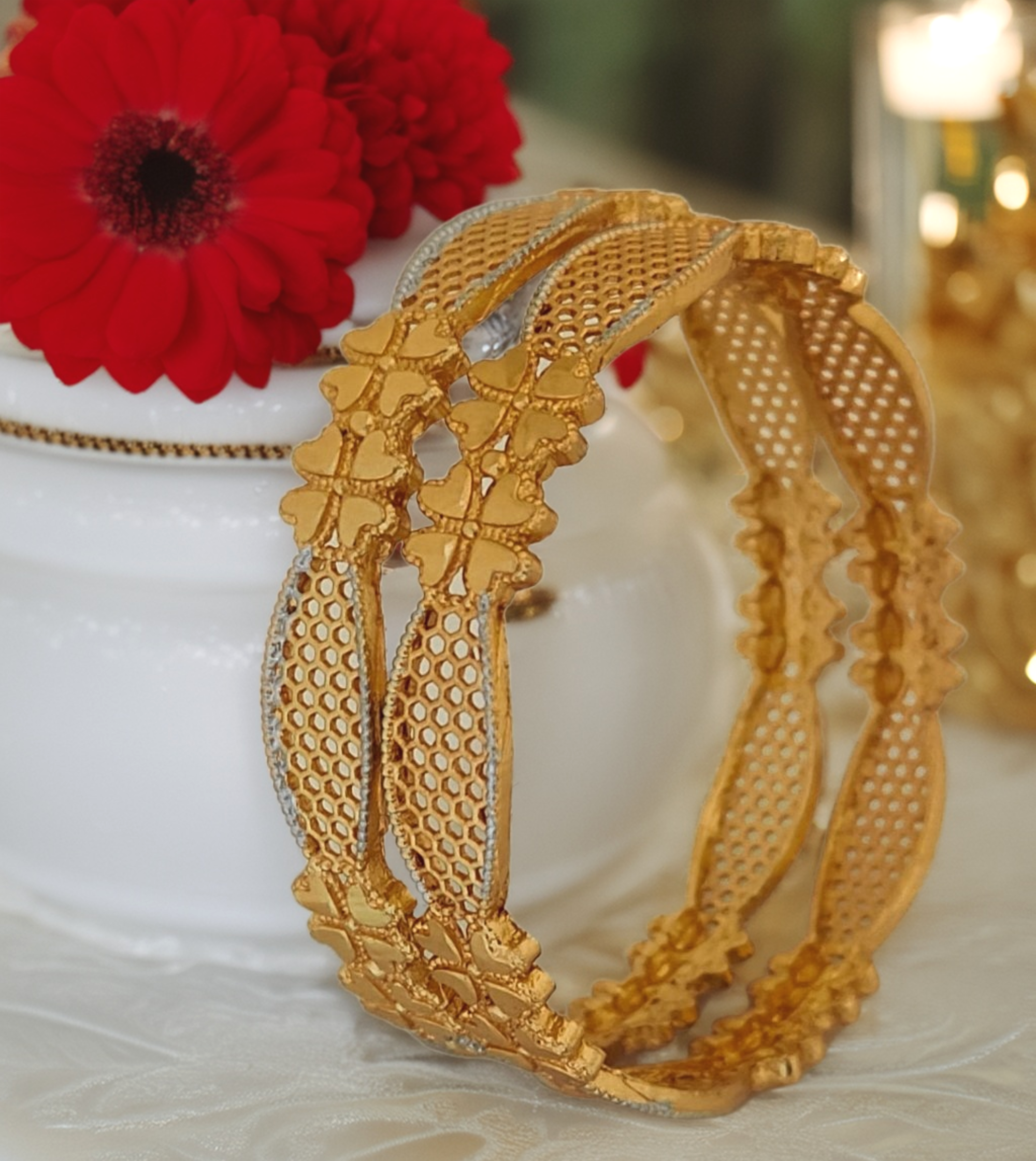 Jewels Kafe Gold Plated Bangle Set (Pack of 2) 2.8 Main image