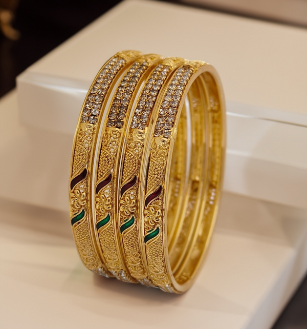 Jewels Kafe Gold Plated Bangle Set (Pack of 4)