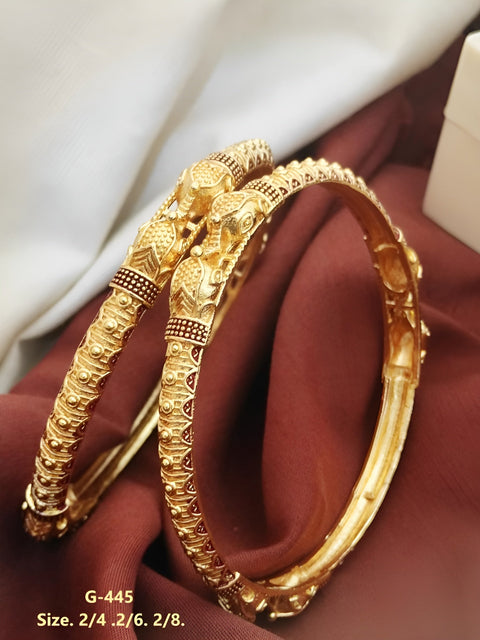 Jewels Kafe Gold Plated Bangle Set of 2 2.8