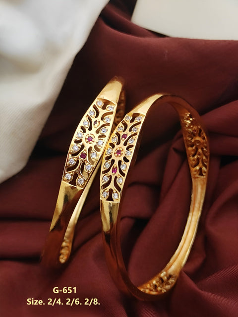 Jewels Kafe Gold Plated Bangle Set of 2 2.8