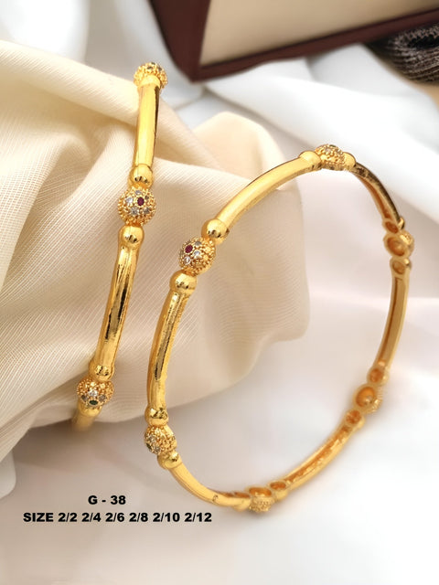 Jewels Kafe Gold Plated Bangle Set of 2 2.8