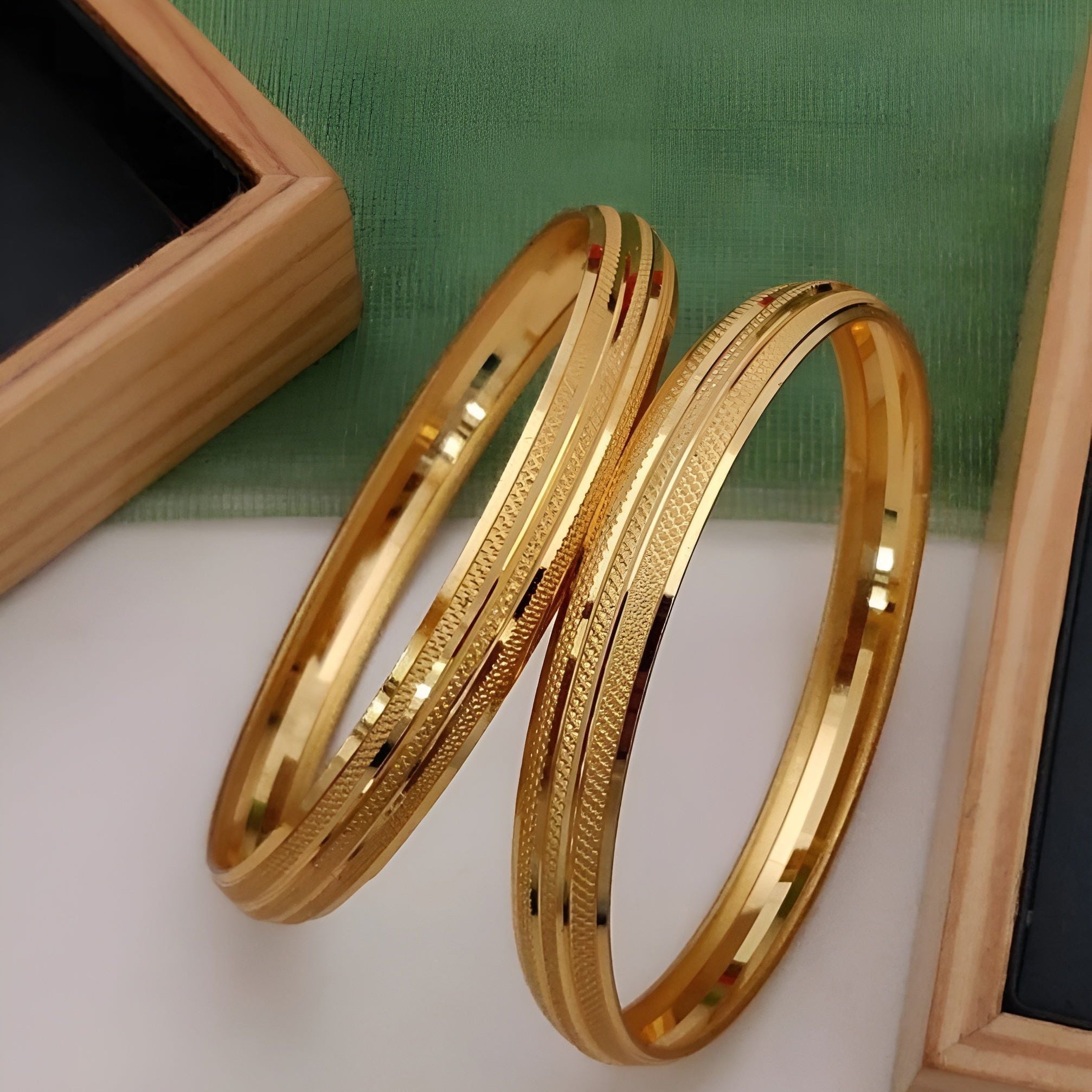 Jewels Kafe Gold Plated Bangle/Kada Set for Men and Women