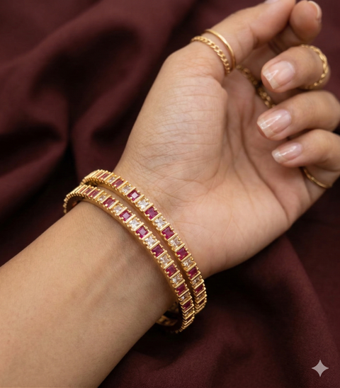 Jewels Kafe Gold Plated Bangle Set of 2