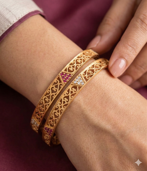 Jewels Kafe Gold Plated Bangle Set of 2