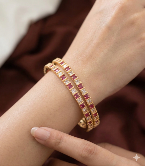 Jewels Kafe Gold Plated Bangle Set of 2