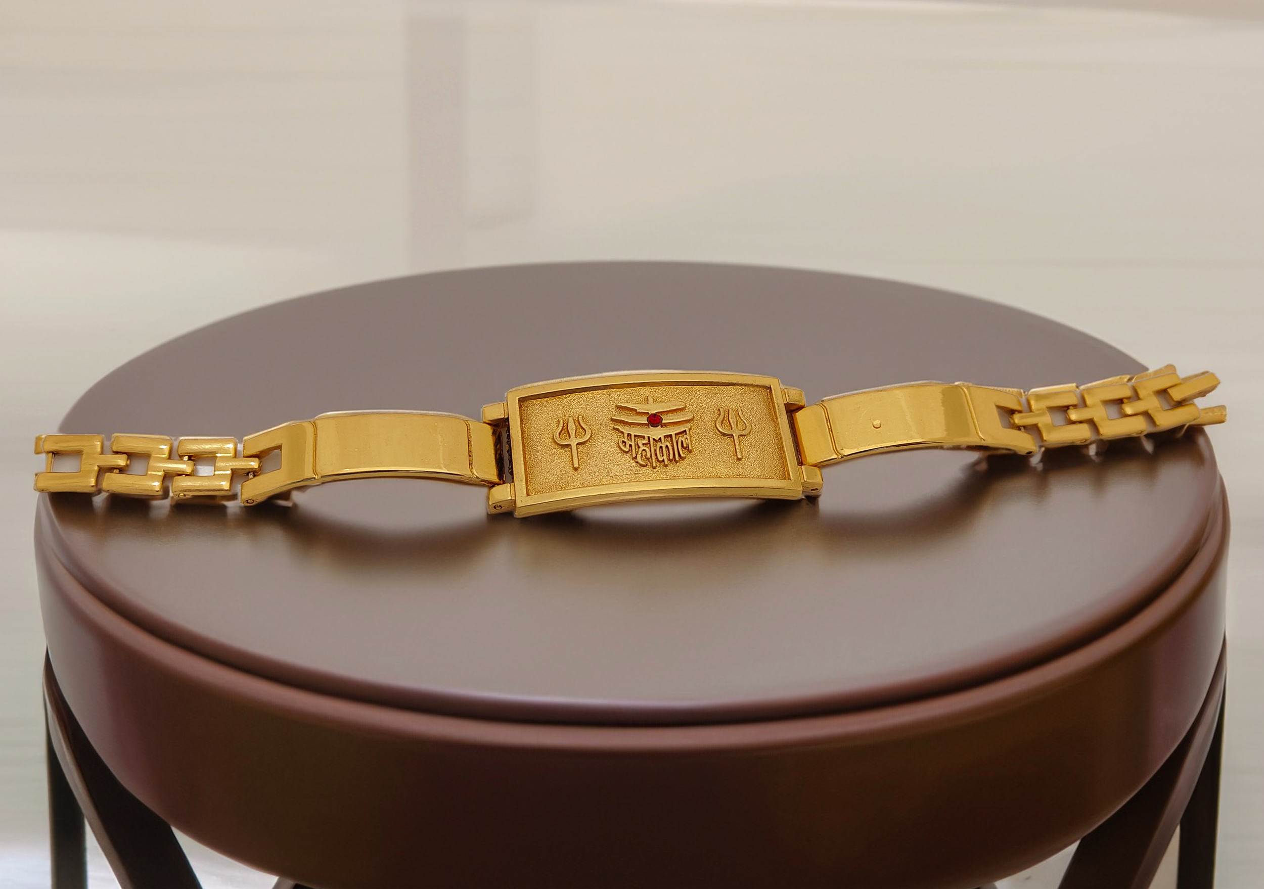 Jewels Kafe Mahakal and Trishul Broad Bracelet Kada for Men