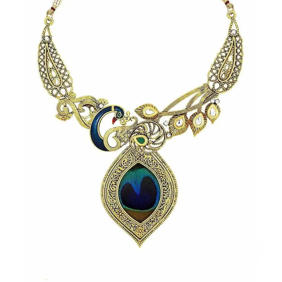 Jewels Kafe Gold Plated Antique Peacock Necklace Secondary image