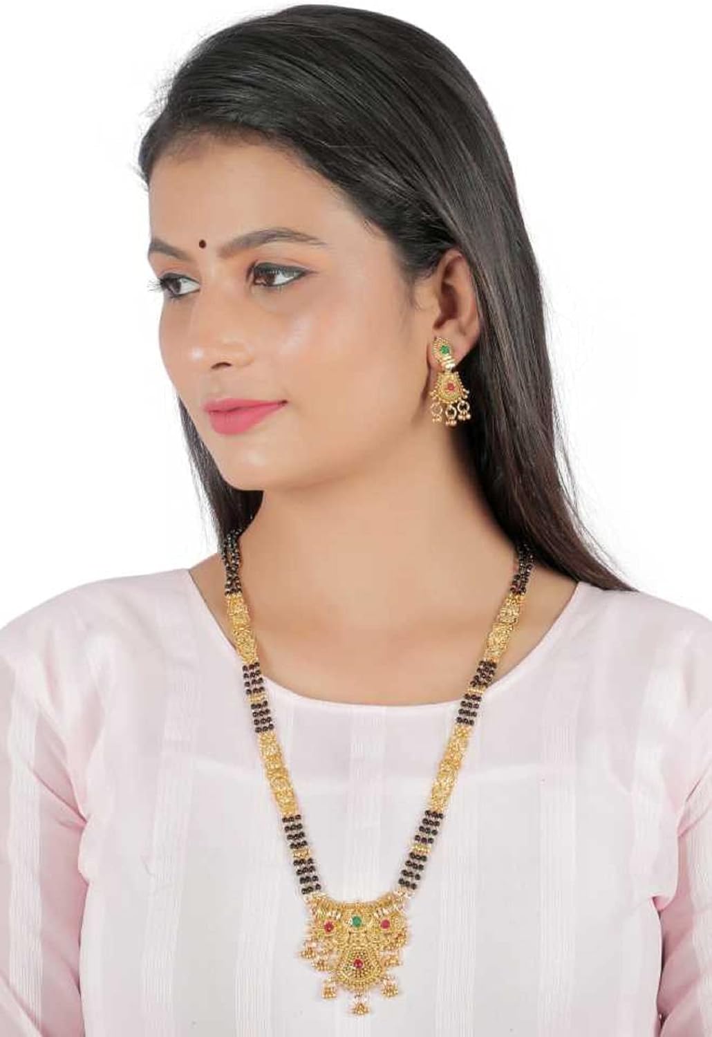 Jewels Kafe Jewellery One gram gold plated 30 inch long Mangalsutra set for women