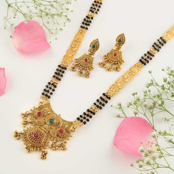 Jewels Kafe Jewellery One gram gold plated 30 inch long Mangalsutra set for women