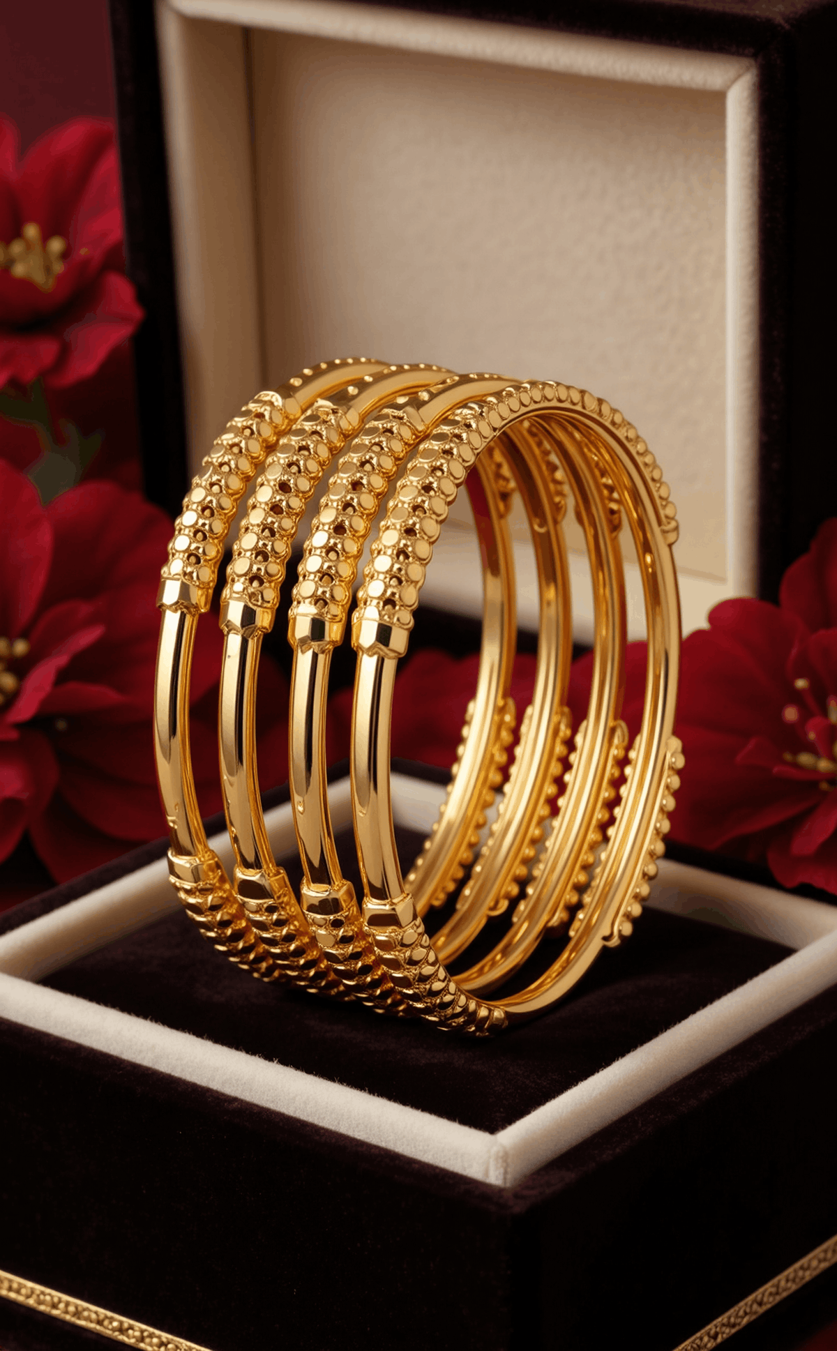 Jewels Kafe Premium Anti-Tarnish Gold Plated Bangle Set (Pack of 4) 2.10