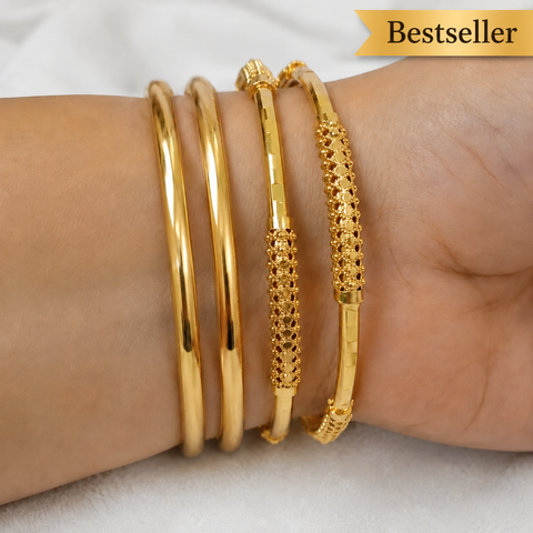 Jewels Kafe Golden Elegance Bangle Combo Set – Anti-Tarnish