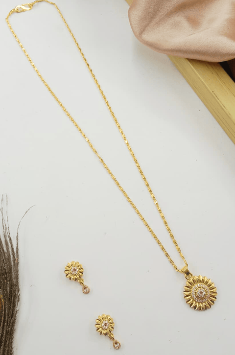 Jewels Kafe Gold Plated Pendant & Earrings Set
