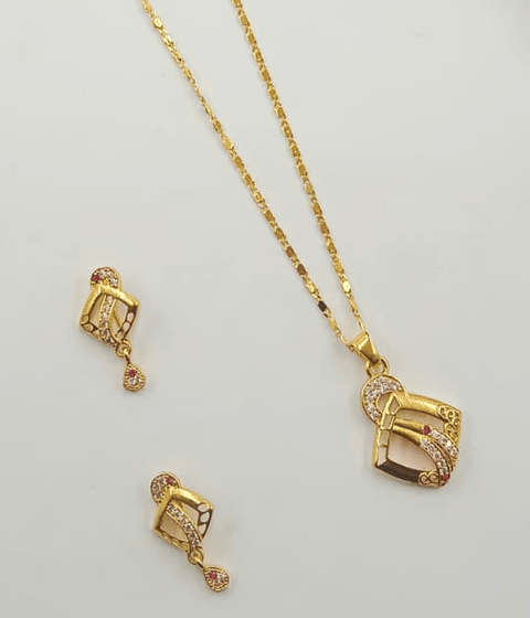 Jewels Kafe Gold Plated Pendant & Earrings Set
