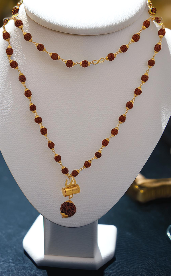 Jewels Kafe Gold Plated Rudraksha Trishool Necklace