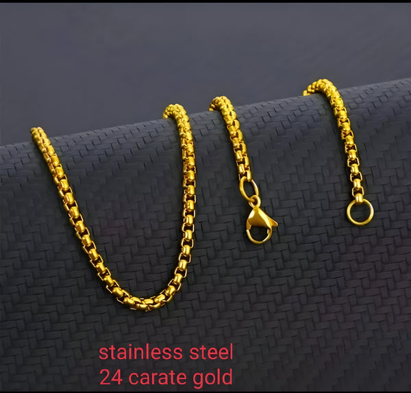 Jewels Kafe Stainless Steel One Gram Gold Plated Men's Chain