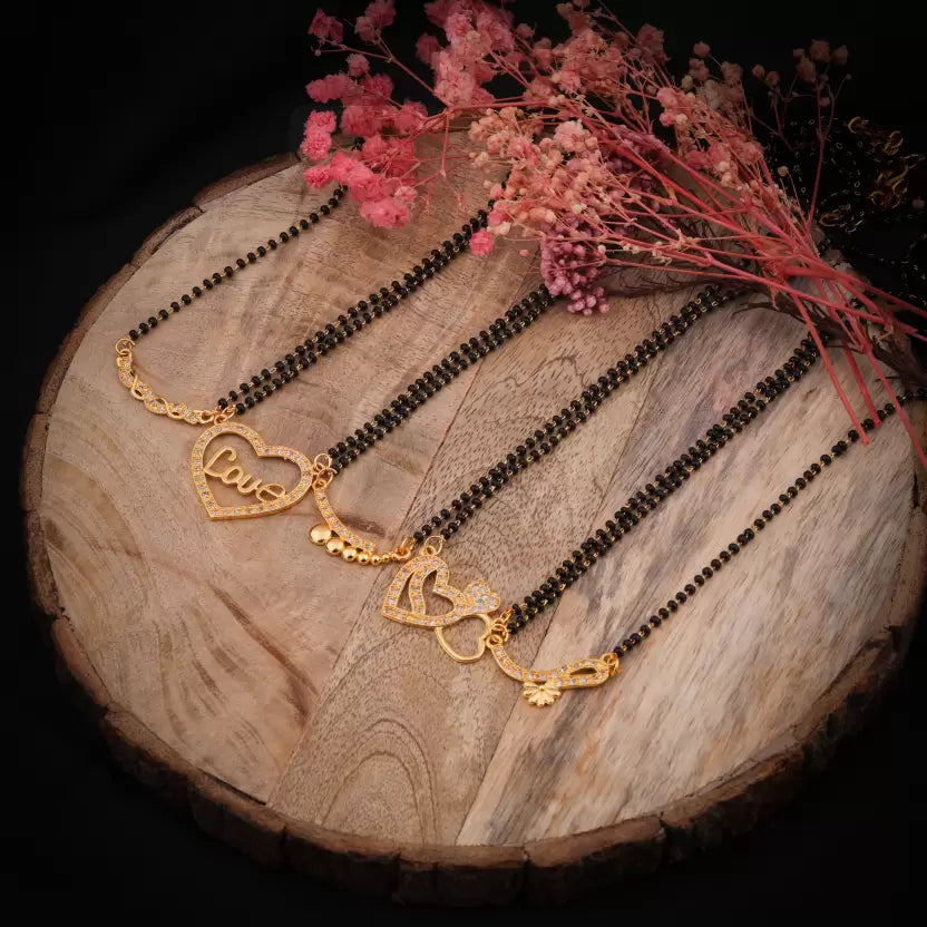 Jewels Kafe Combo of 5 Brass Mangalsutra For Women and Girls