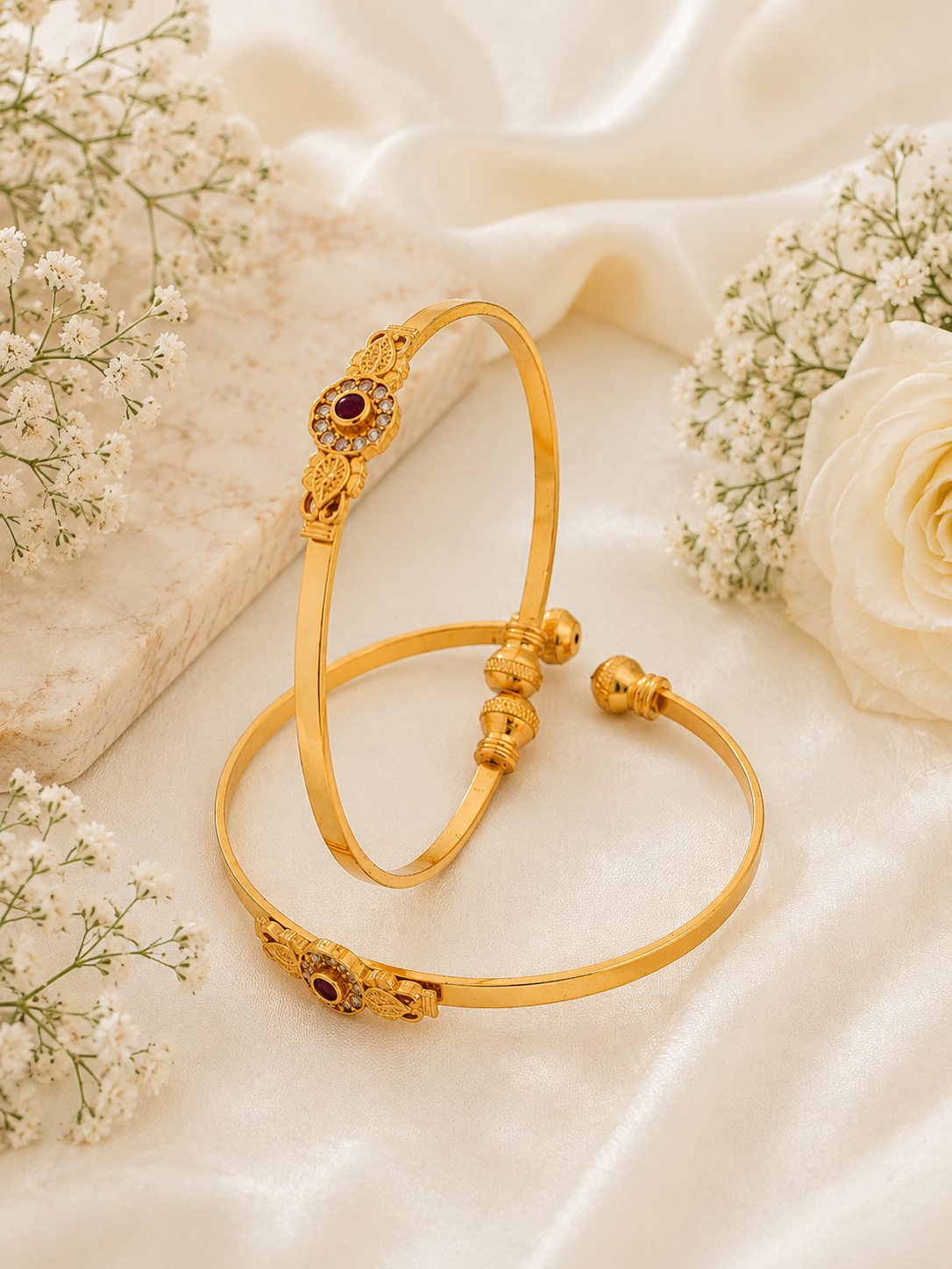 Jewels Kafe Premium Golden Openable Bangles/Kada Set of 2 – Free Size Free Size Main image