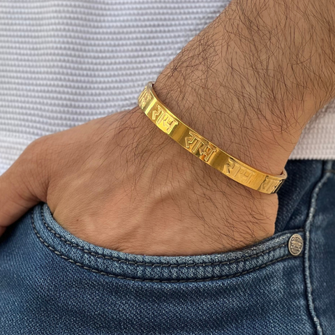 Jewels Kafe Divine Ram Men's Gold Plated Mens Kada Bracelet Jewels Kafe