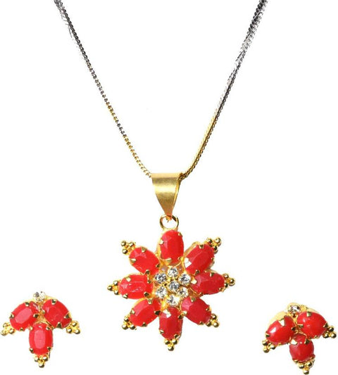 Jewels Kafe Trendy Designer Gold Plated Pendant Set Jewels Kafe
