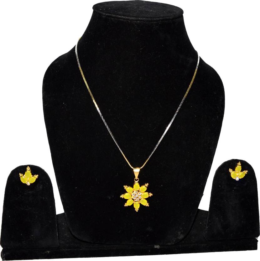 Jewels Kafe Trendy Designer Gold Plated Pendant Set Secondary image