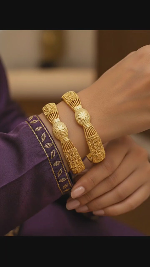 Jewels Kafe Gold Plated Bangle Set of 2