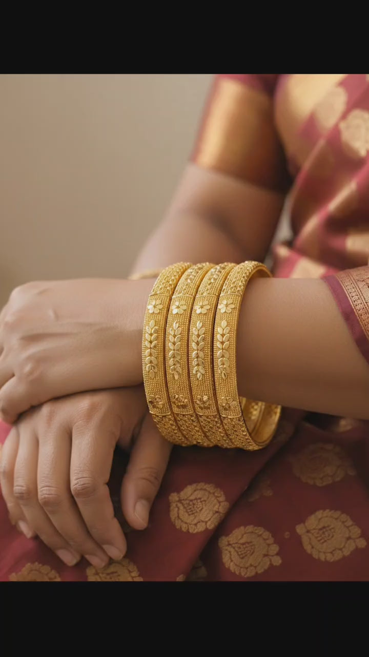 Jewels Kafe Anti-Tarnish Gold Plated Bangle Set of 4