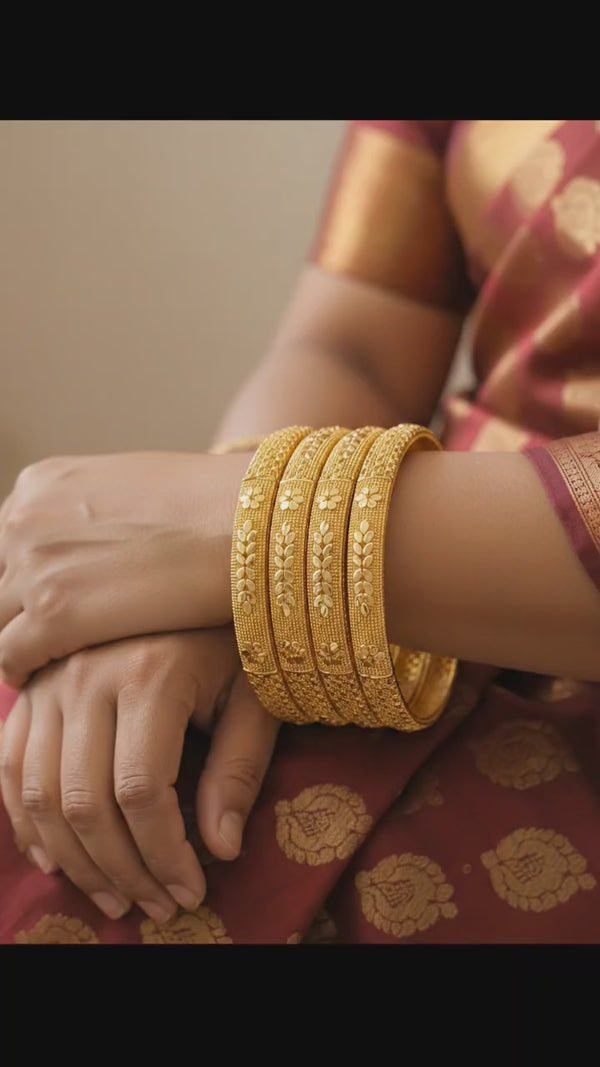 Jewels Kafe Anti-Tarnish Gold Plated Bangle Set of 4