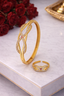 Jewels Kafe Anti-Tarnish Golden Adjustable Free Size Women’s Bracelet/Kada & Ring Combo