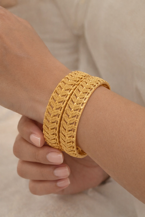 Jewels Kafe Gold Plated Bangle Set of 2 2.10