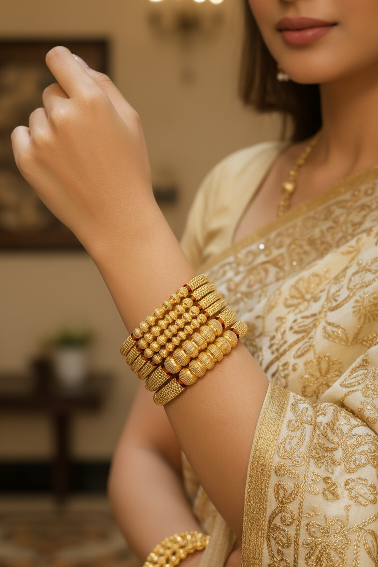 Jewels Kafe Anti-Tarnish Gold Plated Bangle Set of 6 Secondary image