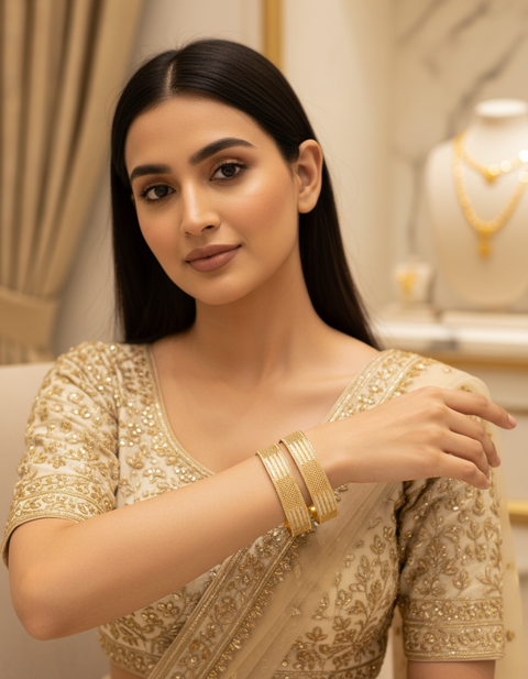 Jewels Kafe Gold Plated Bangle Set of 2