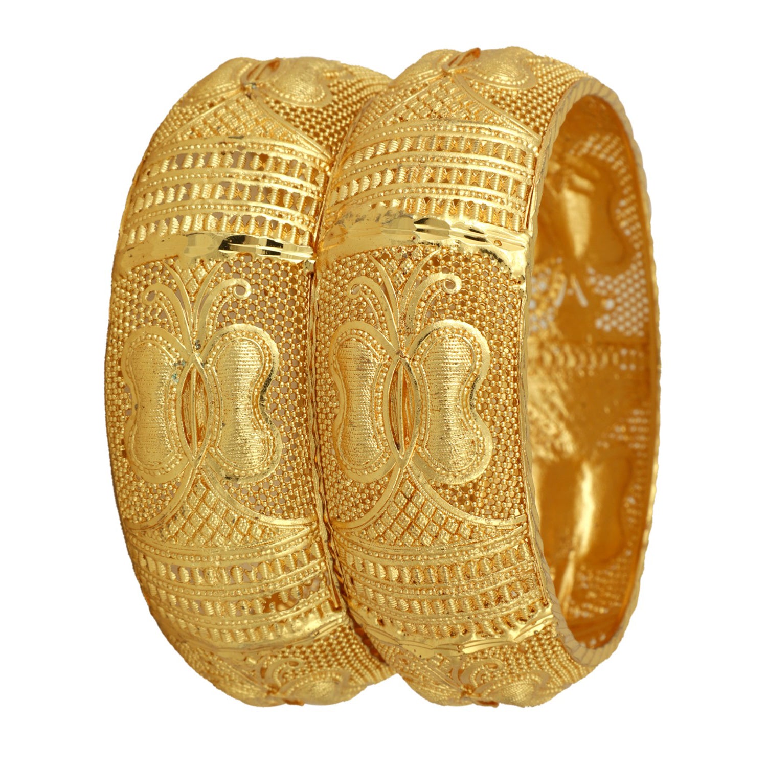 Jewels Kafe One Gram Gold Plated Bangle Set of 2 2.8