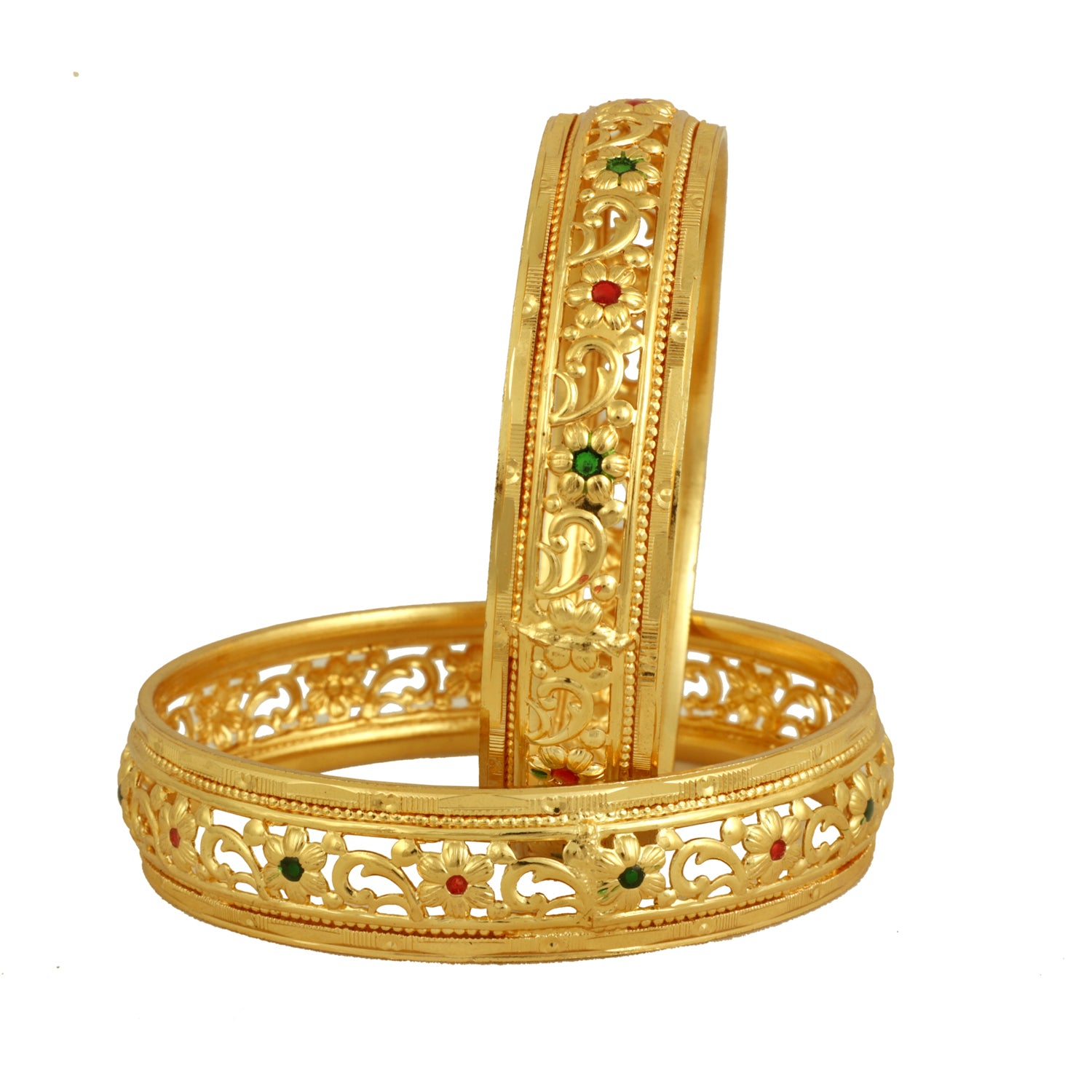 Jewels Kafe Gold Plated Bangle Set of 2 2.8