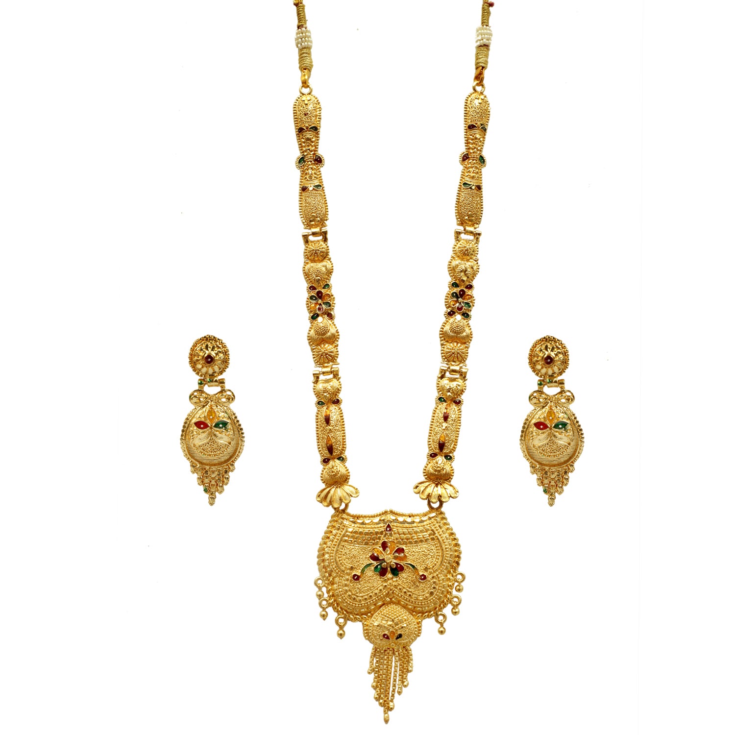 Jewels Kafe One Gram Gold Forming Work Premium Long Haram Pendant/Necklace Set(10 in Long 2 in Wide) Main image