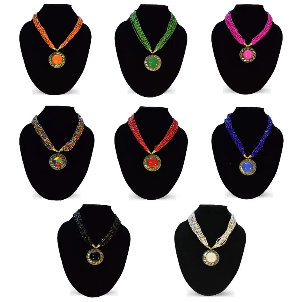 Stylish Brass Beads Necklace for Women Combo of 8
