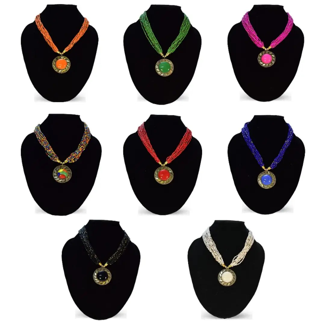 Stylish Brass Beads Necklace for Women Combo of 8