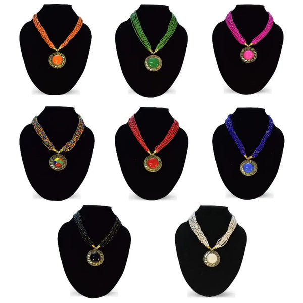 Stylish Brass Beads Necklace for Women Combo of 8