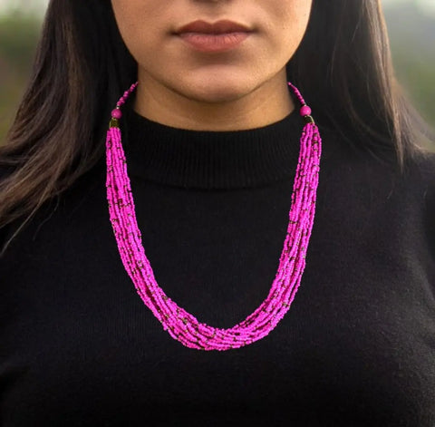 Elegant Pink Color Beads Necklace  Chains GlowRoad