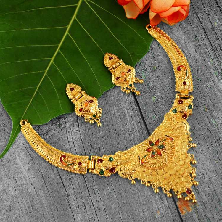 Jewels Kafe One Gram Gold Plated Necklace Set