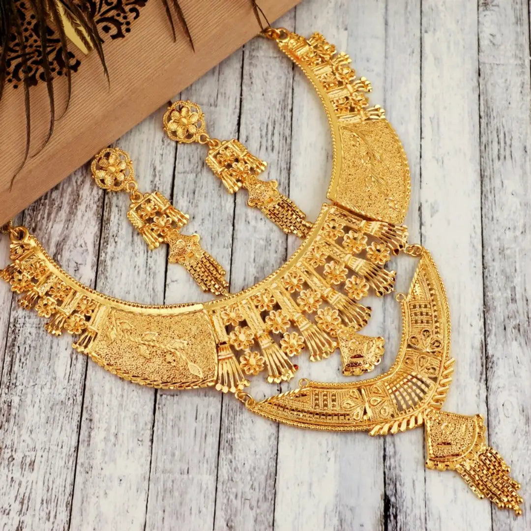 Mansiyaorange One Gram Gold Heavy Choker Haar Necklace Imitation/ Jewelery/Jualry/Jwellry/Jewellery Set For Women Main image