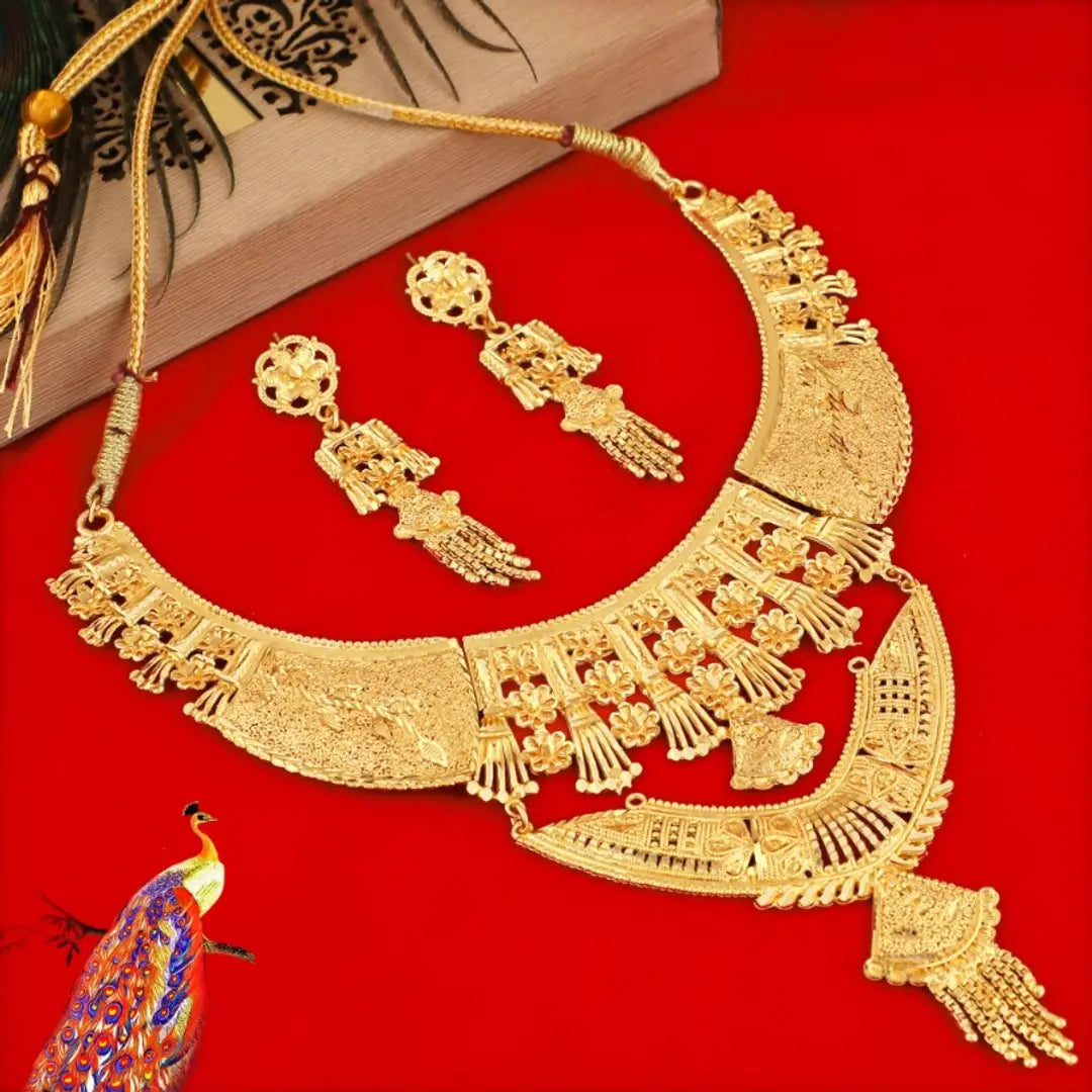 Mansiyaorange One Gram Gold Heavy Choker Haar Necklace Imitation/ Jewelery/Jualry/Jwellry/Jewellery Set For Women