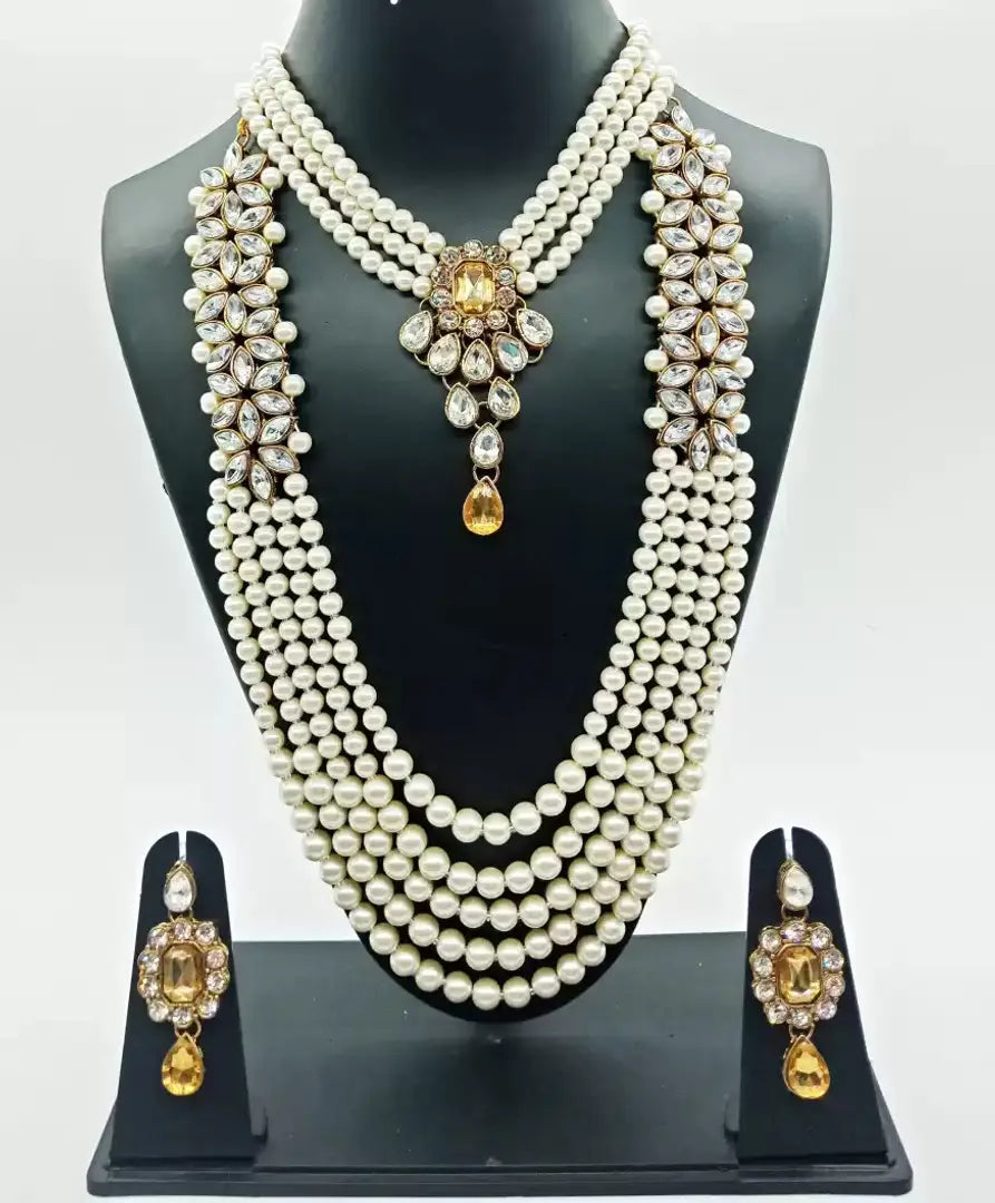Shimmering Alloy Jewellery Set For Women- 2 Necklaces And 1 Pair Of Earrings
