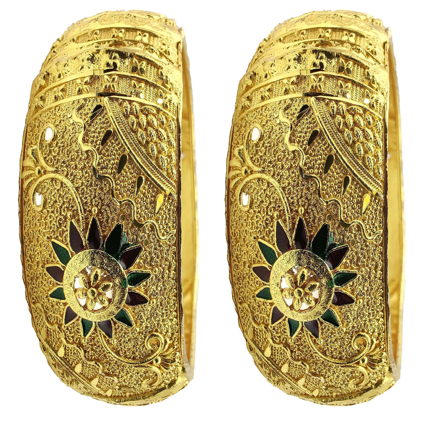 Jewels Kafe One Gram Gold Plated Bangle Set of 2 2.8