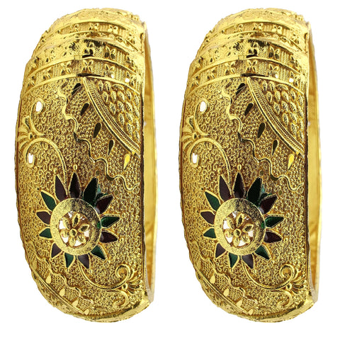 Jewels Kafe One Gram Gold Plated Bangle Set of 2 2.8