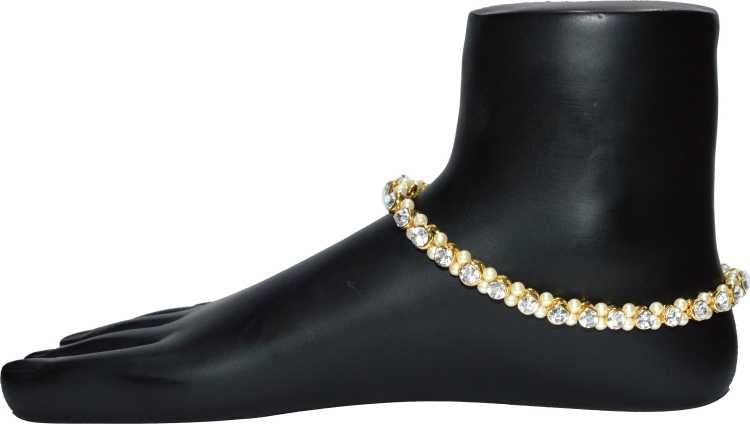 Jewels Kafe Antique Golden Kundan Anklets For Women