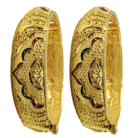 Jewels Kafe One Gram Gold Plated Bangle Set of 2 2.8